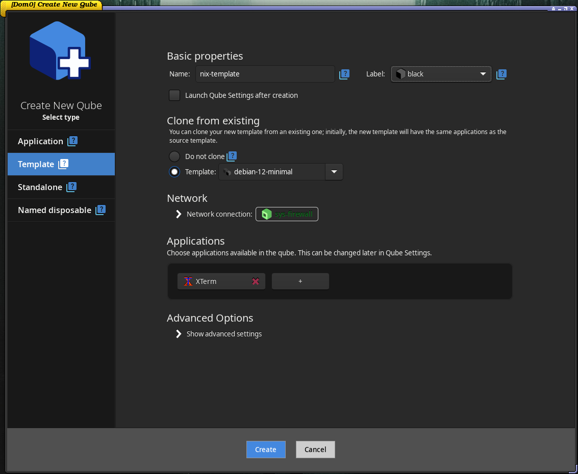 creating nix-template TemplateVM